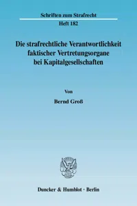 Die strafrechtliche Verantwortlichkeit faktischer Vertretungsorgane bei Kapitalgesellschaften._cover