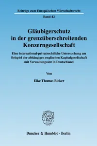 Gläubigerschutz in der grenzüberschreitenden Konzerngesellschaft._cover