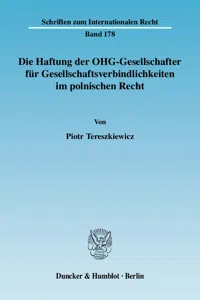 Die Haftung der OHG-Gesellschafter für Gesellschaftsverbindlichkeiten im polnischen Recht._cover