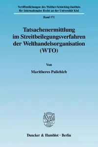 Tatsachenermittlung im Streitbeilegungsverfahren der Welthandelsorganisation._cover