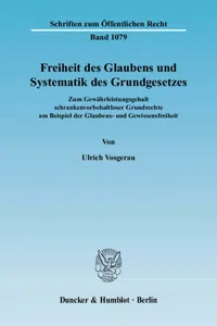 Freiheit des Glaubens und Systematik des Grundgesetzes._cover