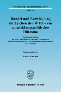 Handel und Entwicklung im Zeichen der WTO - ein entwicklungspolitisches Dilemma._cover