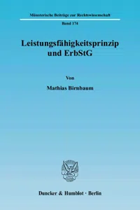 Leistungsfähigkeitsprinzip und ErbStG._cover