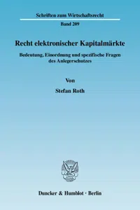 Recht elektronischer Kapitalmärkte._cover