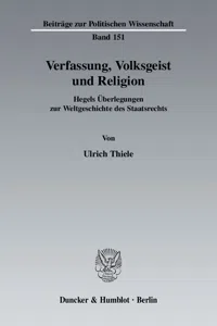 Verfassung, Volksgeist und Religion._cover