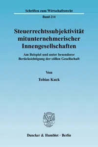 Steuerrechtssubjektivität mitunternehmerischer Innengesellschaften._cover