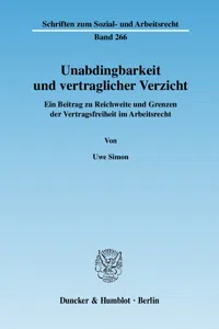 Unabdingbarkeit und vertraglicher Verzicht._cover