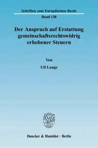 Der Anspruch auf Erstattung gemeinschaftsrechtswidrig erhobener Steuern._cover