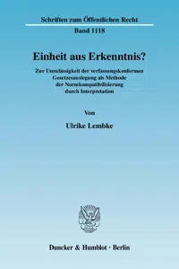 Einheit aus Erkenntnis?_cover