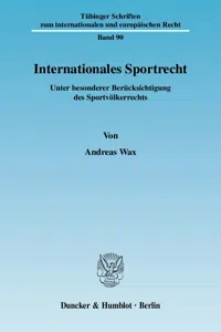 Internationales Sportrecht._cover