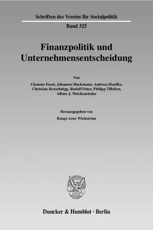 Finanzpolitik und Unternehmensentscheidung.