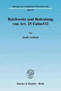 Reichweite und Bedeutung von Art. 25 EuInsVO._cover