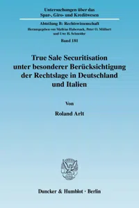 True Sale Securitisation unter besonderer Berücksichtigung der Rechtslage in Deutschland und Italien._cover