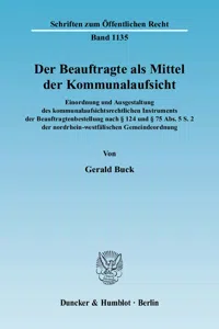 Der Beauftragte als Mittel der Kommunalaufsicht._cover