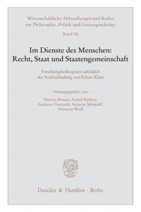 Im Dienste des Menschen: Recht, Staat und Staatengemeinschaft._cover