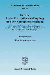 Defizite in der Korruptionsbekämpfung und der Korruptionsforschung._cover