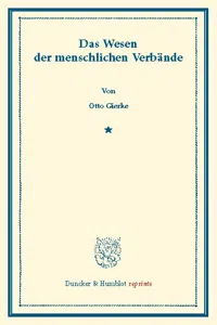 Das Wesen der menschlichen Verbände._cover