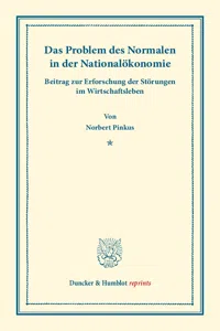 Das Problem des Normalen in der Nationalökonomie._cover