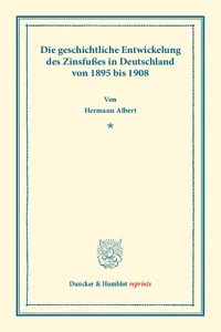 Die geschichtliche Entwickelung des Zinsfußes in Deutschland_cover