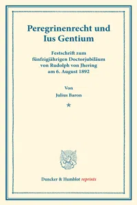 Peregrinenrecht und Ius Gentium._cover