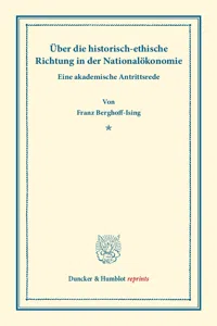 Über die historisch-ethische Richtung in der Nationalökonomie._cover