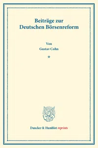 Beiträge zur Deutschen Börsenreform._cover