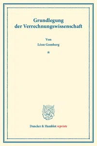 Grundlegung der Verrechnungswissenschaft._cover