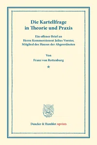 Die Kartellfrage in Theorie und Praxis._cover