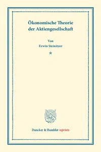 Ökonomische Theorie der Aktiengesellschaft._cover