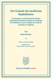 Zur Genesis des modernen Kapitalismus._cover