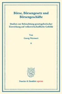 Börse, Börsengesetz und Börsengeschäfte._cover