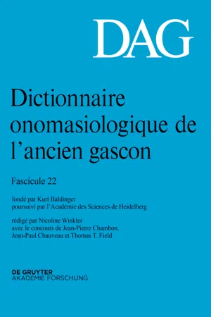 Dictionnaire onomasiologique de l'ancien gascon (DAG). Fascicule 22