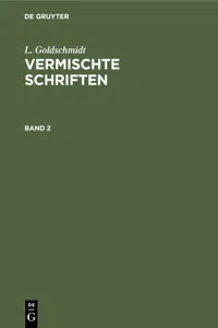 L. Goldschmidt: Vermischte Schriften. Band 2_cover