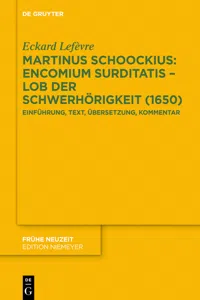 Martinus Schoockius: Encomium Surditatis – Lob der Schwerhörigkeit_cover