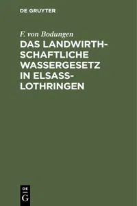 Das landwirthschaftliche Wassergesetz in Elsass-Lothringen_cover