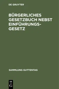 Bürgerliches Gesetzbuch nebst Einführungsgesetz_cover