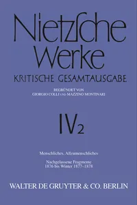 Menschliches, Allzumenschliches. Band 1, Nachgelassene Fragmente, 1876 bis Winter 1877–1878_cover