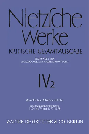 Menschliches, Allzumenschliches. Band 1, Nachgelassene Fragmente, 1876 bis Winter 1877–1878