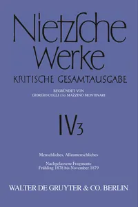 Menschliches, Allzumenschliches, Band 2: Nachgelassene Fragmente, Frühling 1878 bis November 1879_cover