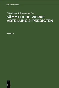 Friedrich Schleiermacher: Sämmtliche Werke. Abteilung 2: Predigten. Band 2_cover