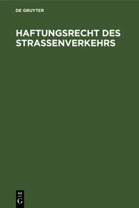 Haftungsrecht des Straßenverkehrs_cover