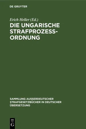 Die Ungarische Strafprozeßordnung