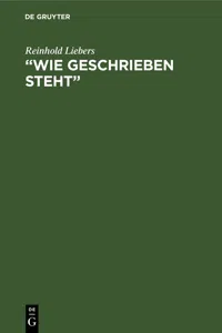 "Wie geschrieben steht"_cover