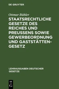 Staatsrechtliche Gesetze des Reiches und Preußens sowie Gewerbeordnung und Gaststättengesetz_cover