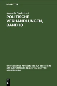 Politische Verhandlungen, Band 10_cover