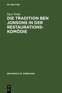 Die Tradition Ben Jonsons in der Restaurationskomödie_cover