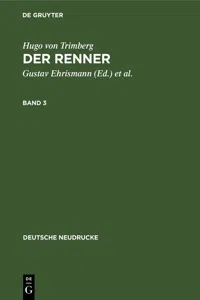 Hugo von Trimberg: Der Renner. Band 3_cover