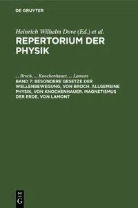 Besondere Gesetze der Wellenbewegung, von Broch. Allgemeine Physik, von Knochenhauer. Magnetismus der Erde, von Lamont_cover