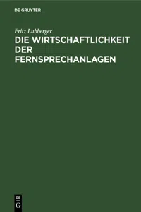 Die Wirtschaftlichkeit der Fernsprechanlagen_cover