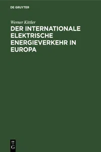 Der internationale elektrische Energieverkehr in Europa_cover